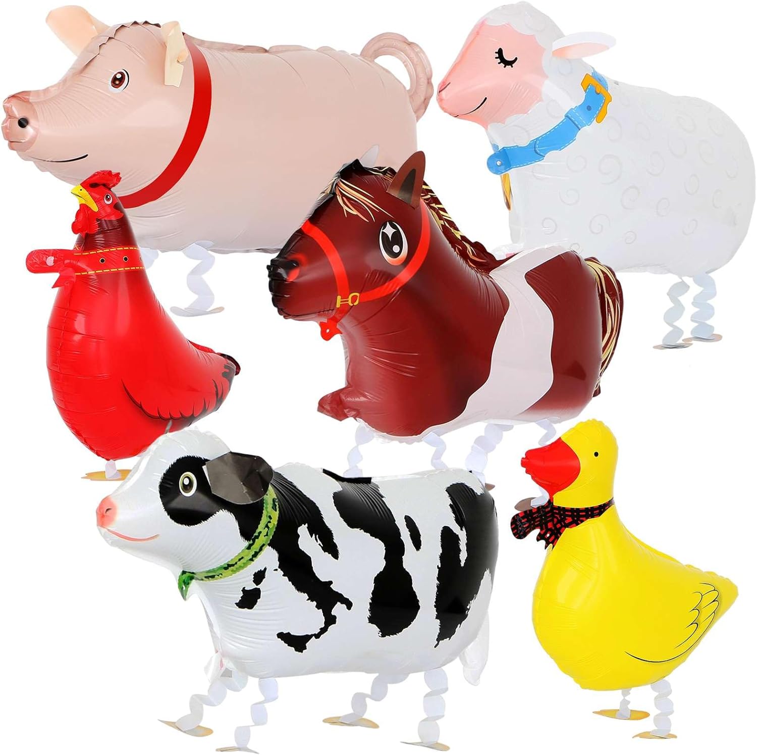 Walking Farm Animals Balloons Pack of 6 For Kids Party