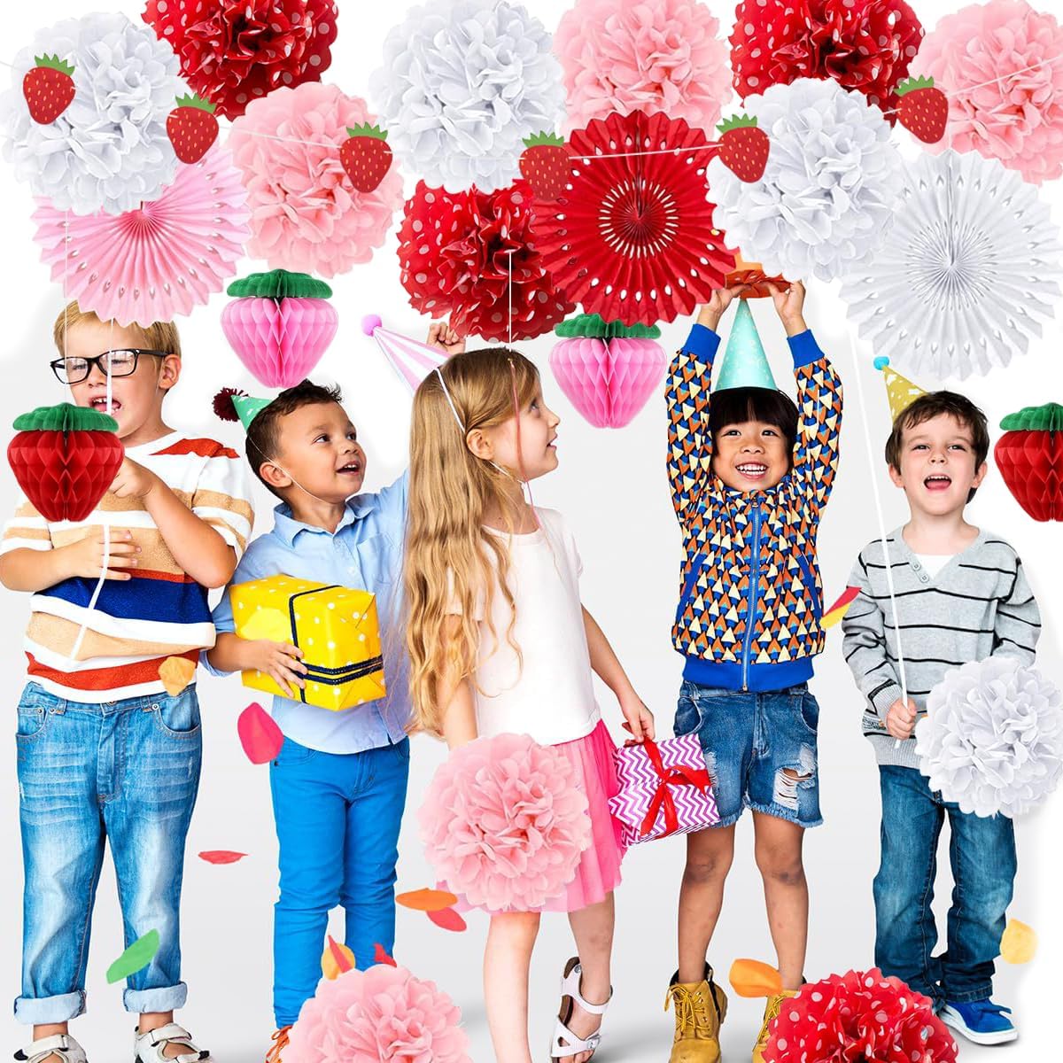 TRBSXRT 24 Pcs Strawberry Party Decorations Set