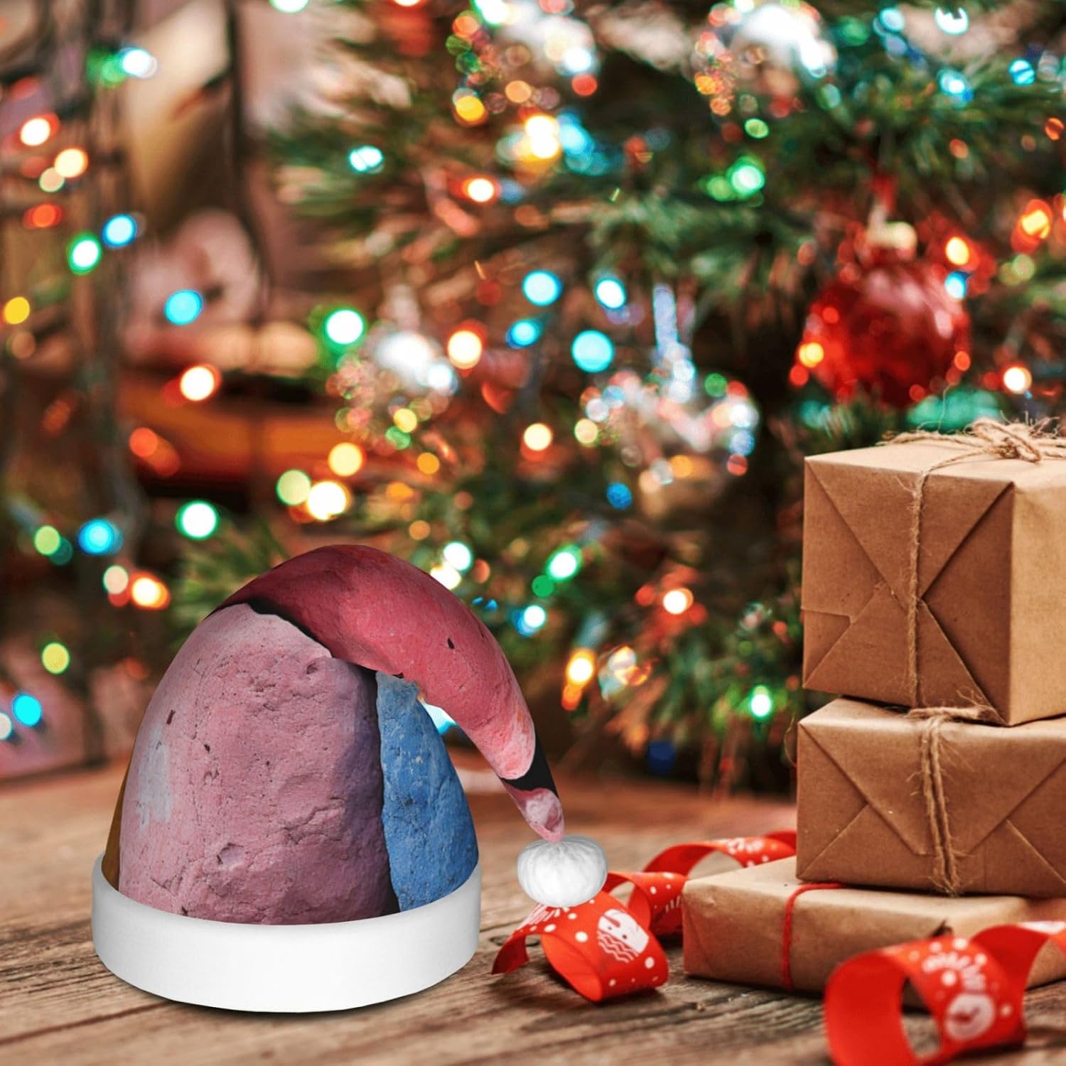 QinZheng Personalized Santa Hat with Color Squares Print