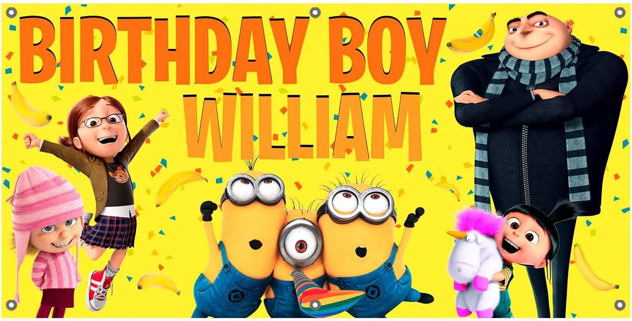 Personalized Birthday Banner Yellow Blue Fun Theme 24x48