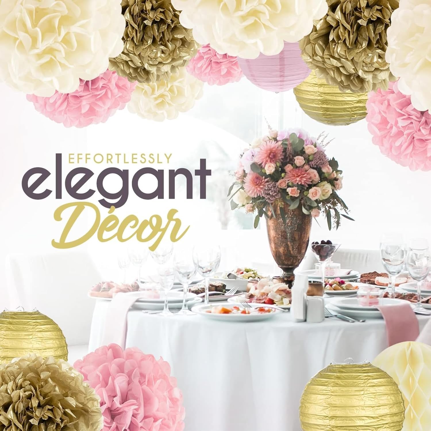 EpiqueOne 22 Piece Tissue Paper Pom Poms Party Set