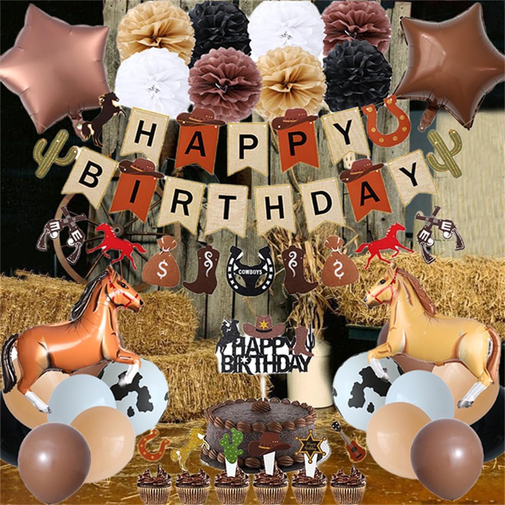 Western Cowboy Birthday Party Decorations Set