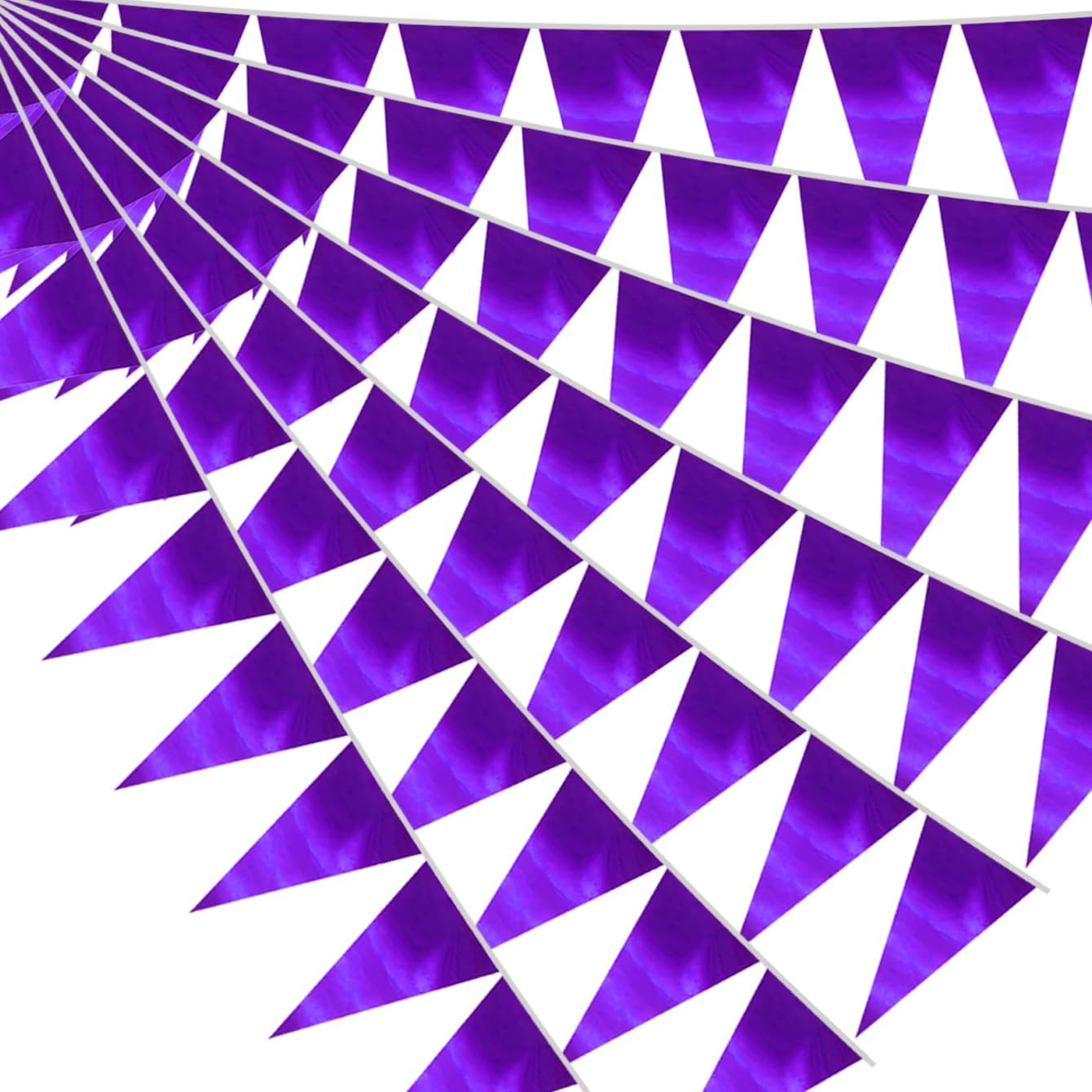 20M Purple Triangle Pennant Bunting Garland for Events