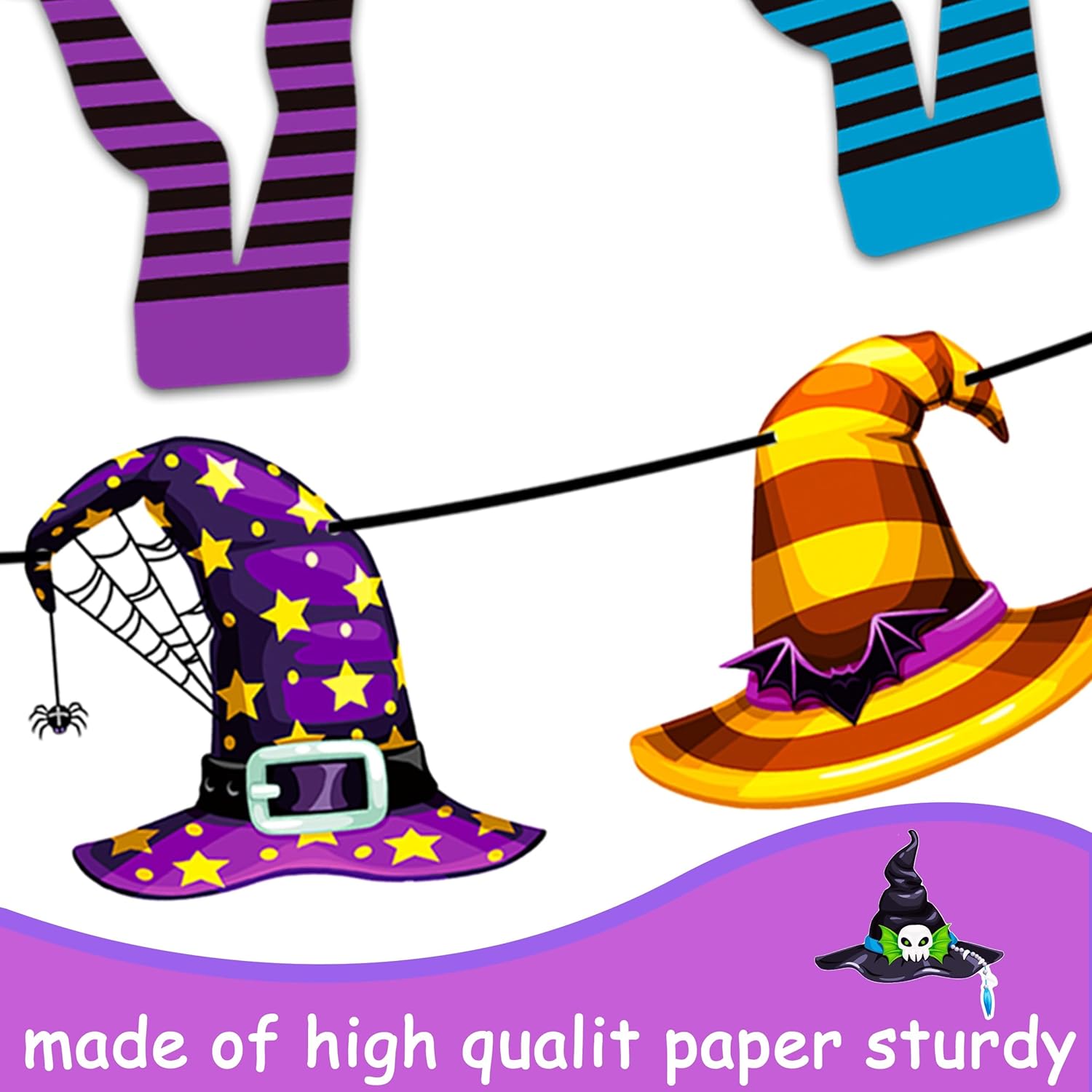 5pcs Witch Hat and Boot Banners Halloween Decor