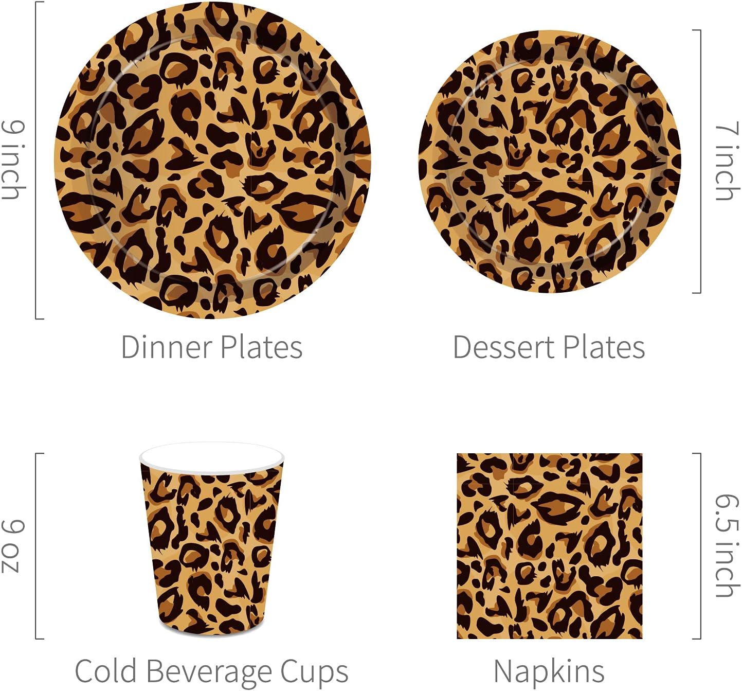 Leopard Print Party Tableware Set for 16 Guests
