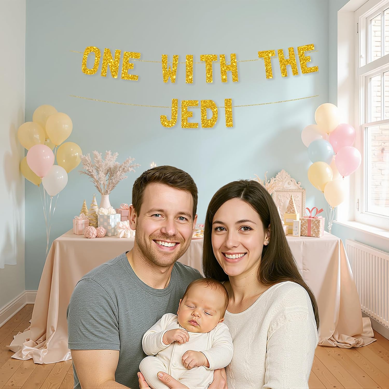 Meowoo Jedi Banner 77 Inch Glitter Letters