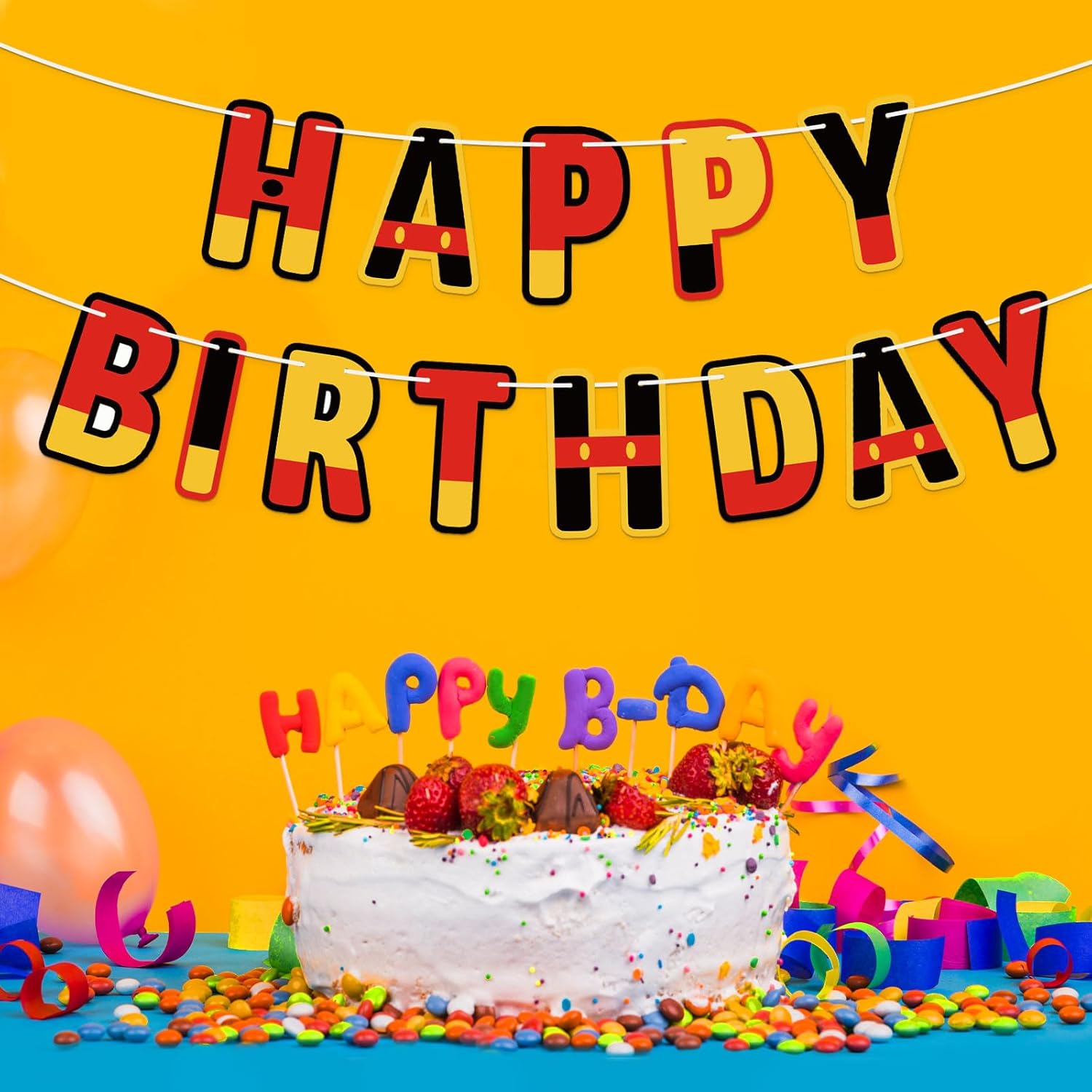 BOXOB Cartoon Birthday Garland Banner for Party Decorations
