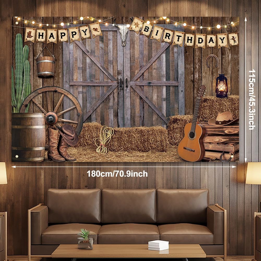 Cowboy Birthday Party Decorations 65Pcs Balloons 1Pcs Backdrop