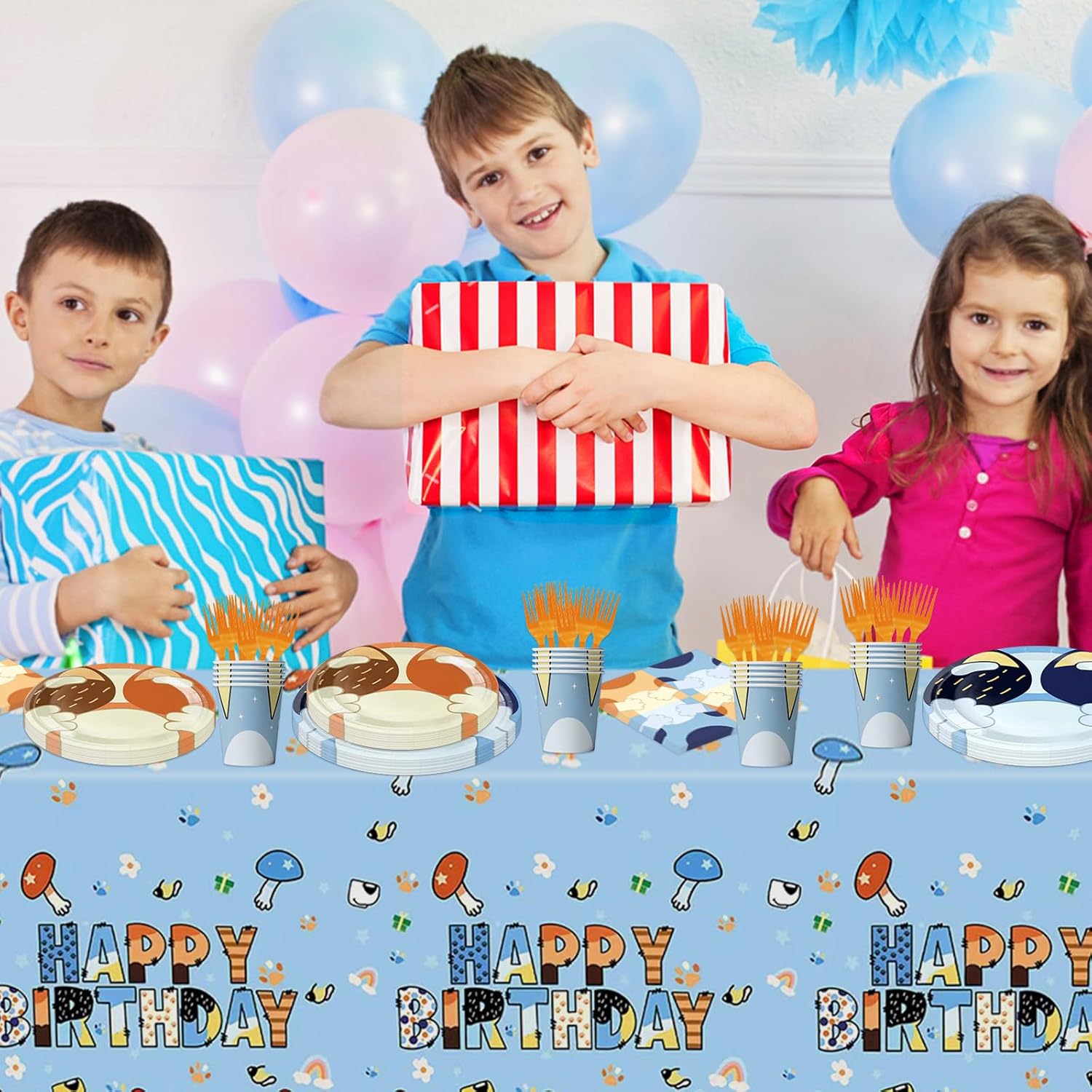 102 PCS Blue Dog Party Tableware Set