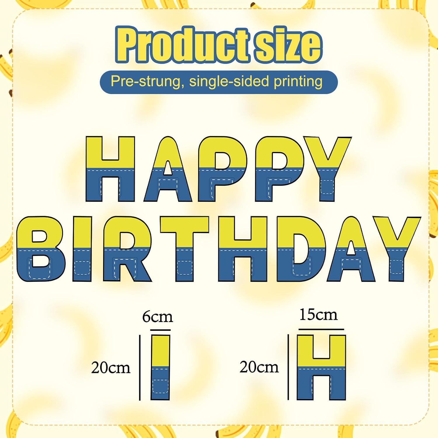 Gosknor Cartoon Birthday Banner Yellow Blue Garland Sign