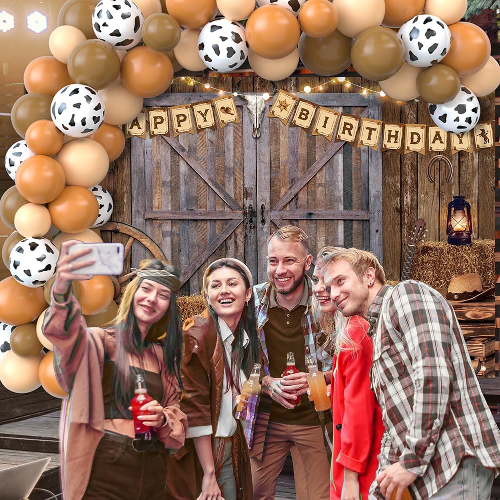 Cowboy Birthday Party Decorations 65Pcs Balloons 1Pcs Backdrop