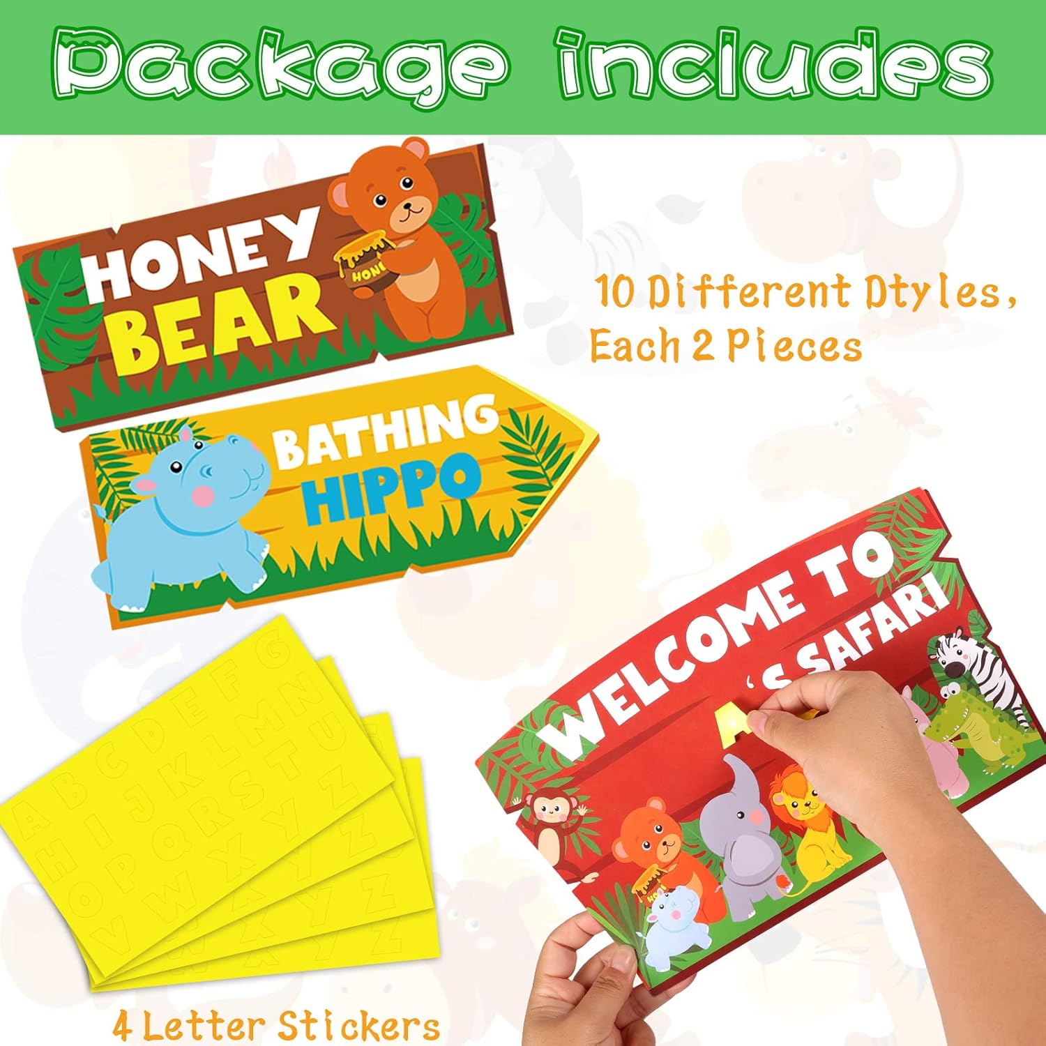 HOWAF 20pcs Jungle Safari Party Welcome Signs