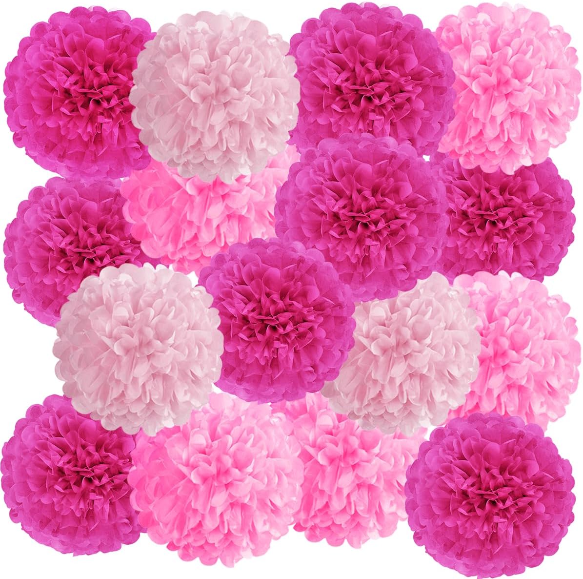Hot Pink Tissue Paper Pom Poms Party Decorations