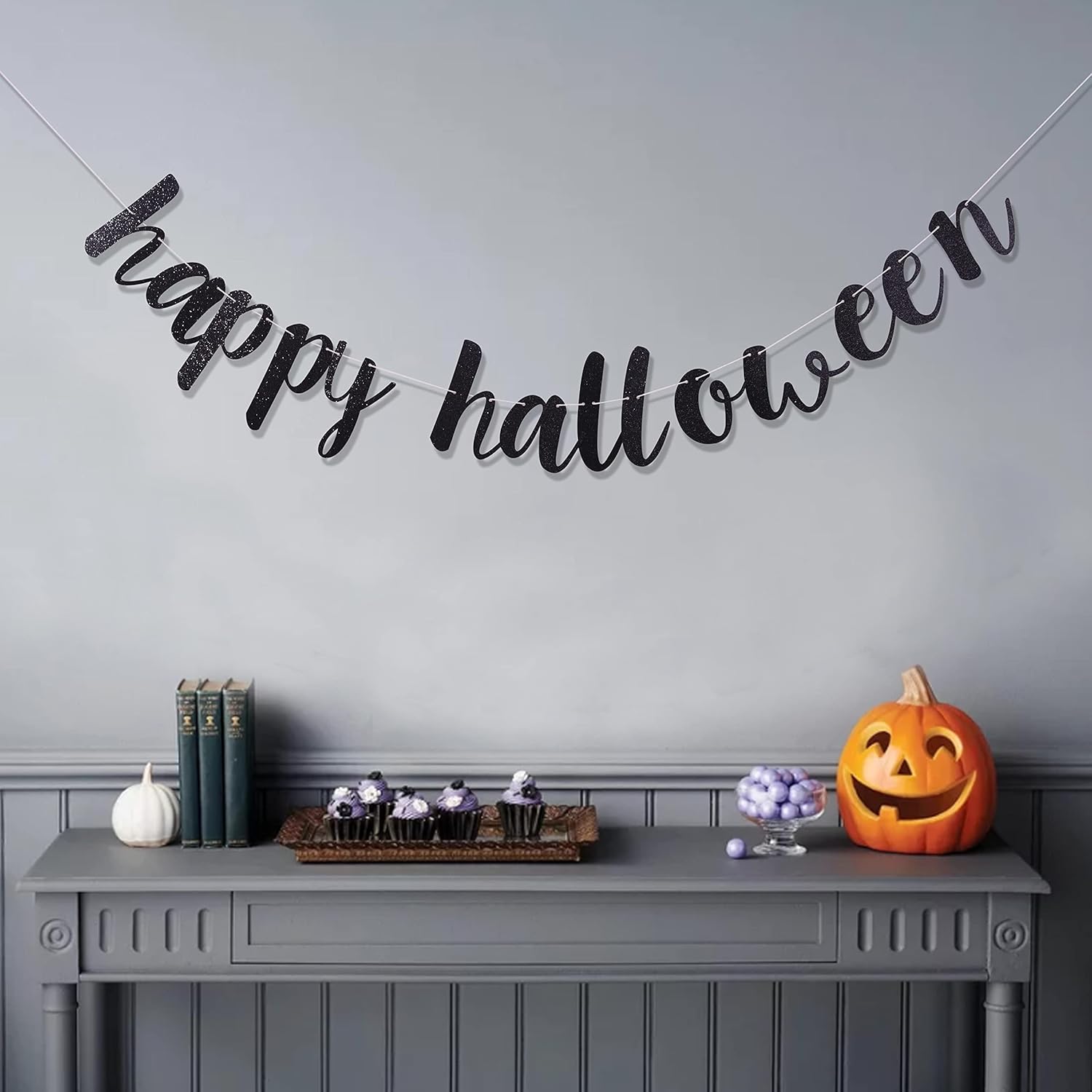 Happy Halloween Black Banner - Party Decoration