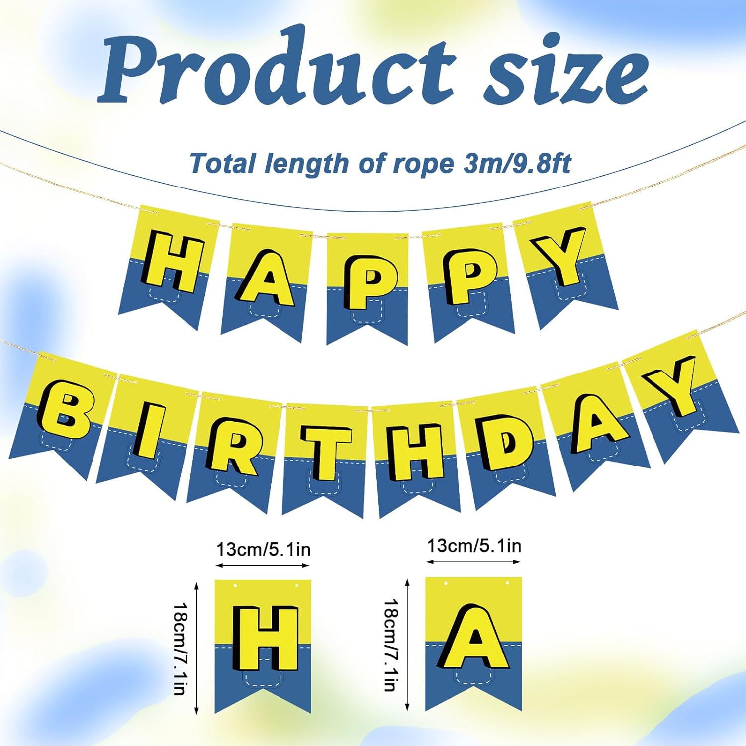 Cartoon Happy Birthday Banner with Fishtail Design