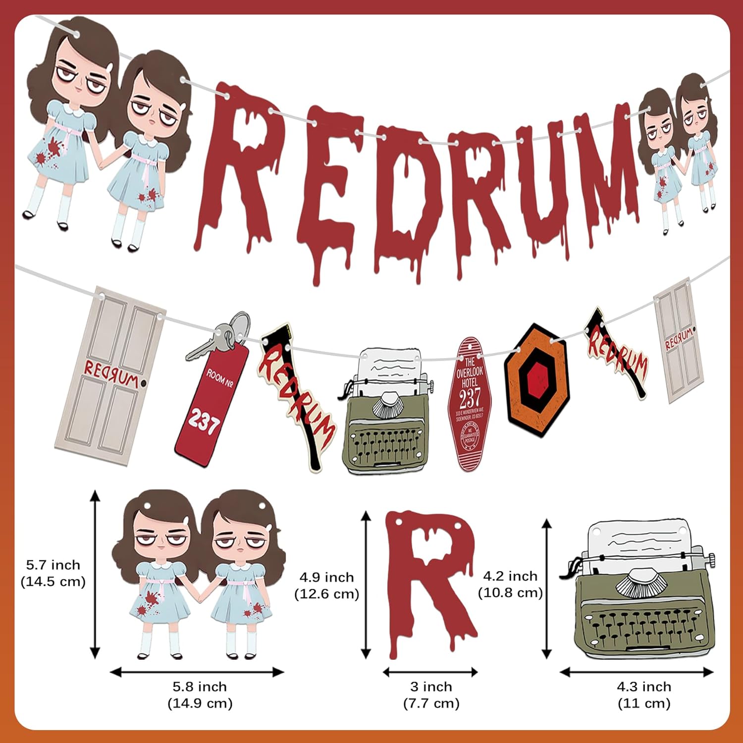 HOMEZZO Halloween Horror Banner Redrum Party Sign
