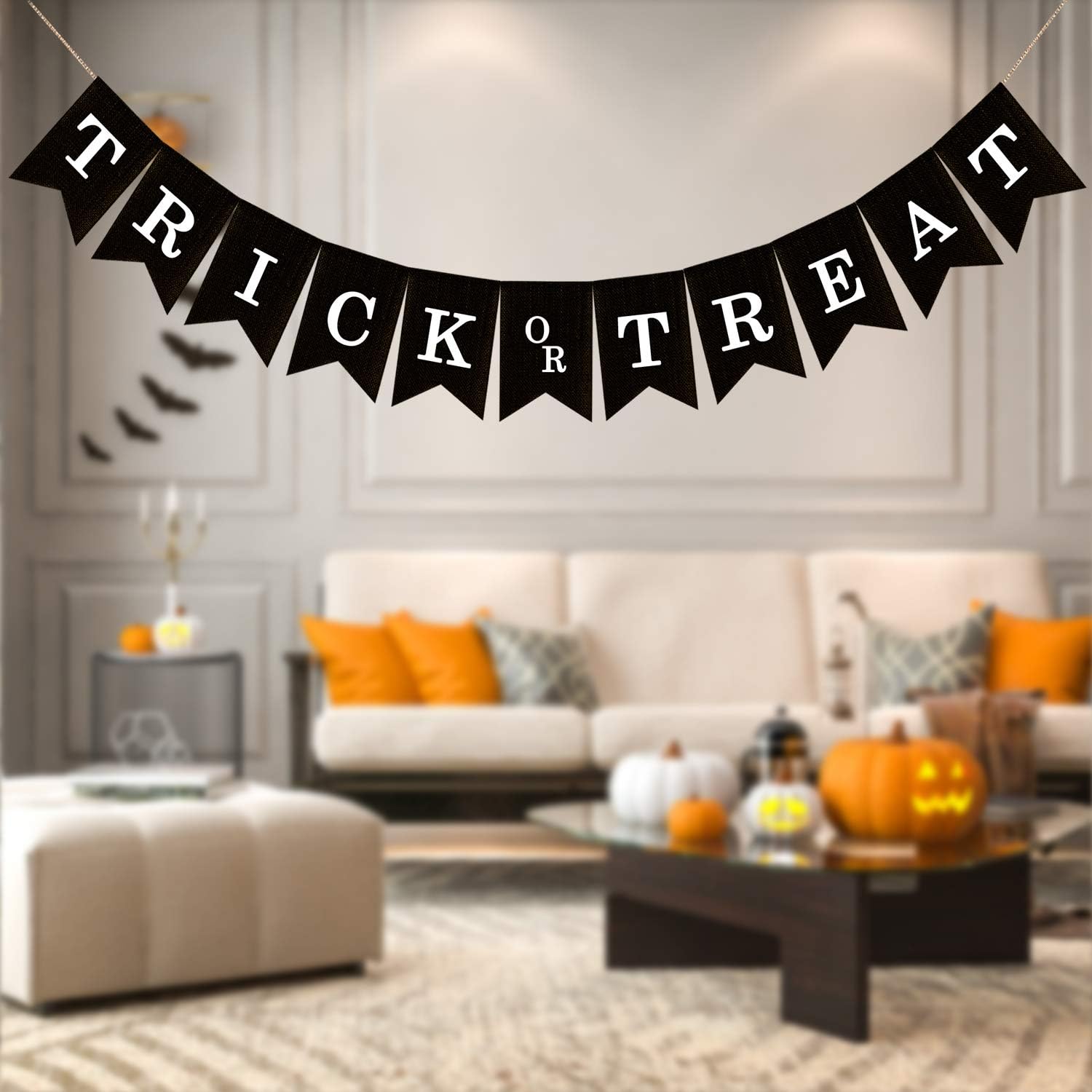 Trick or Treat Burlap Banner - Halloween Decor