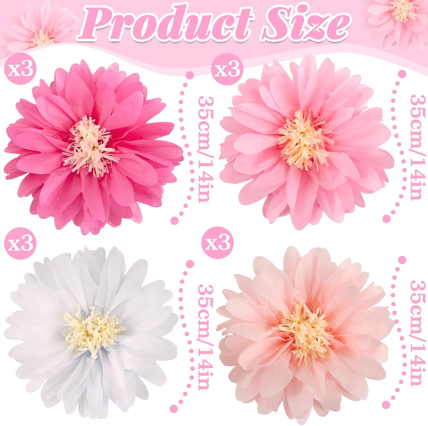 Easy Joy Daisy Tissue Paper Pom Poms Set
