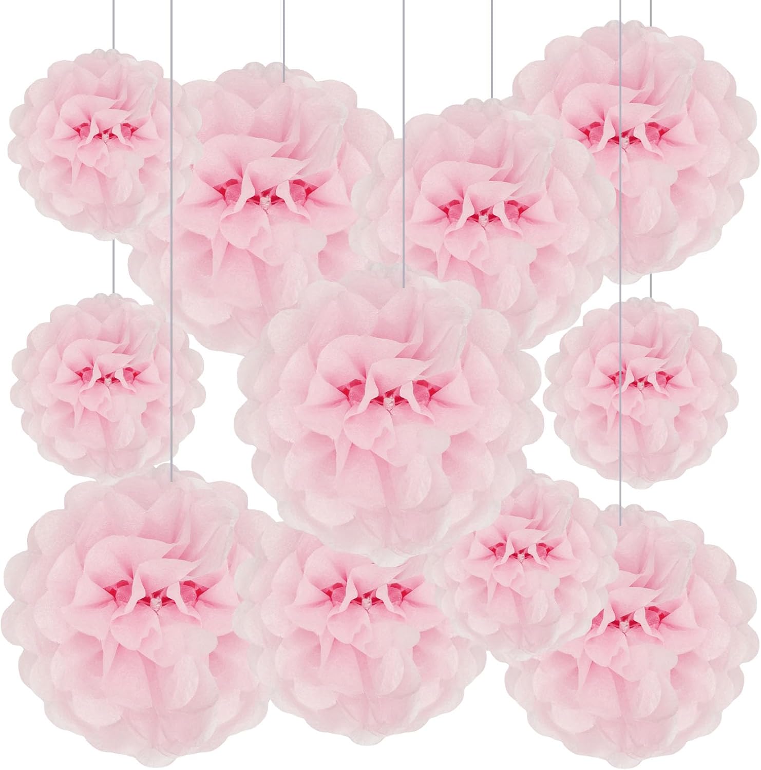 Light Pink Tissue Paper Pom Poms 20 Piece Set