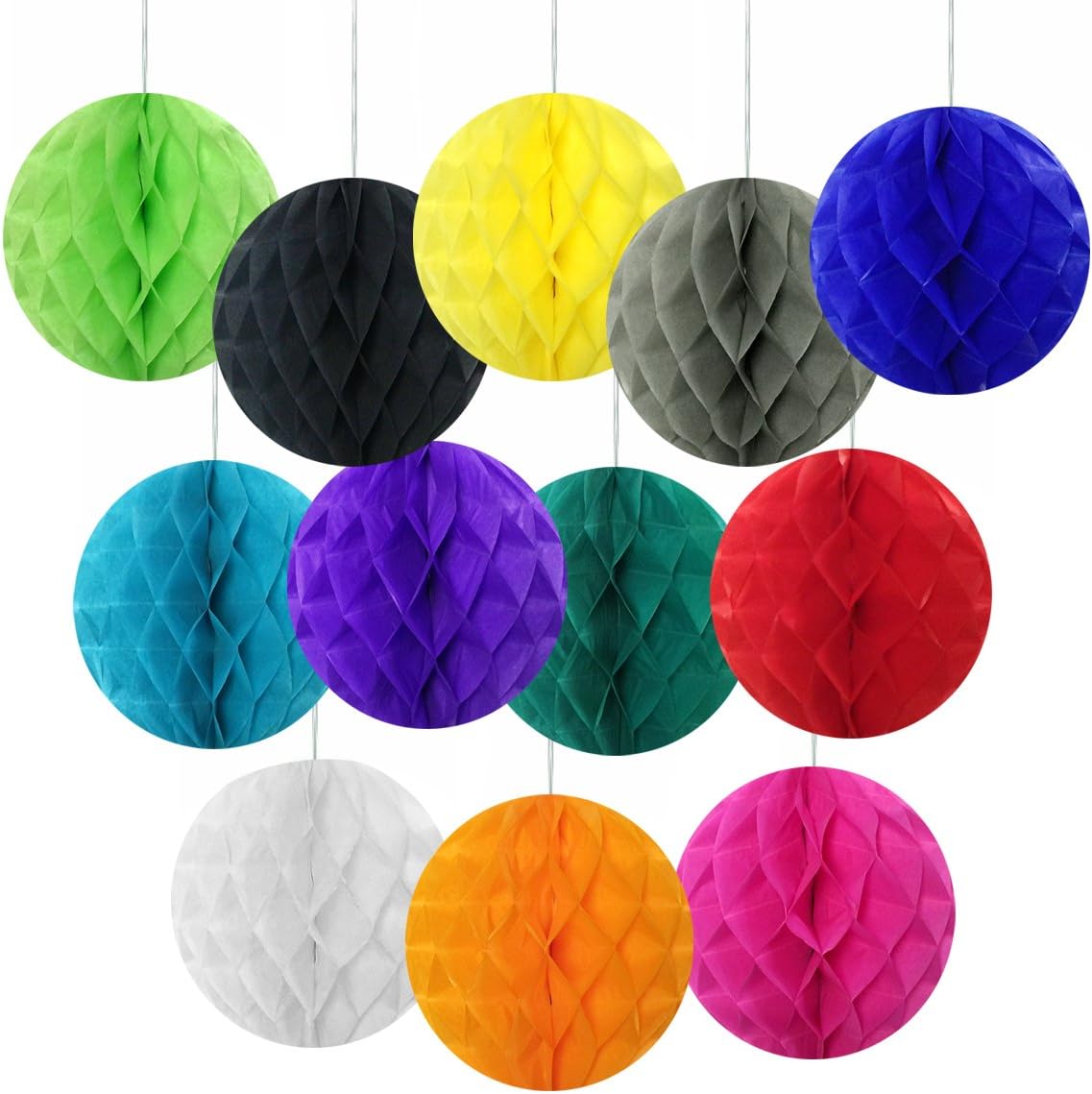Wrapables 8 Inch Tissue Honeycomb Balls Gray Set of 4