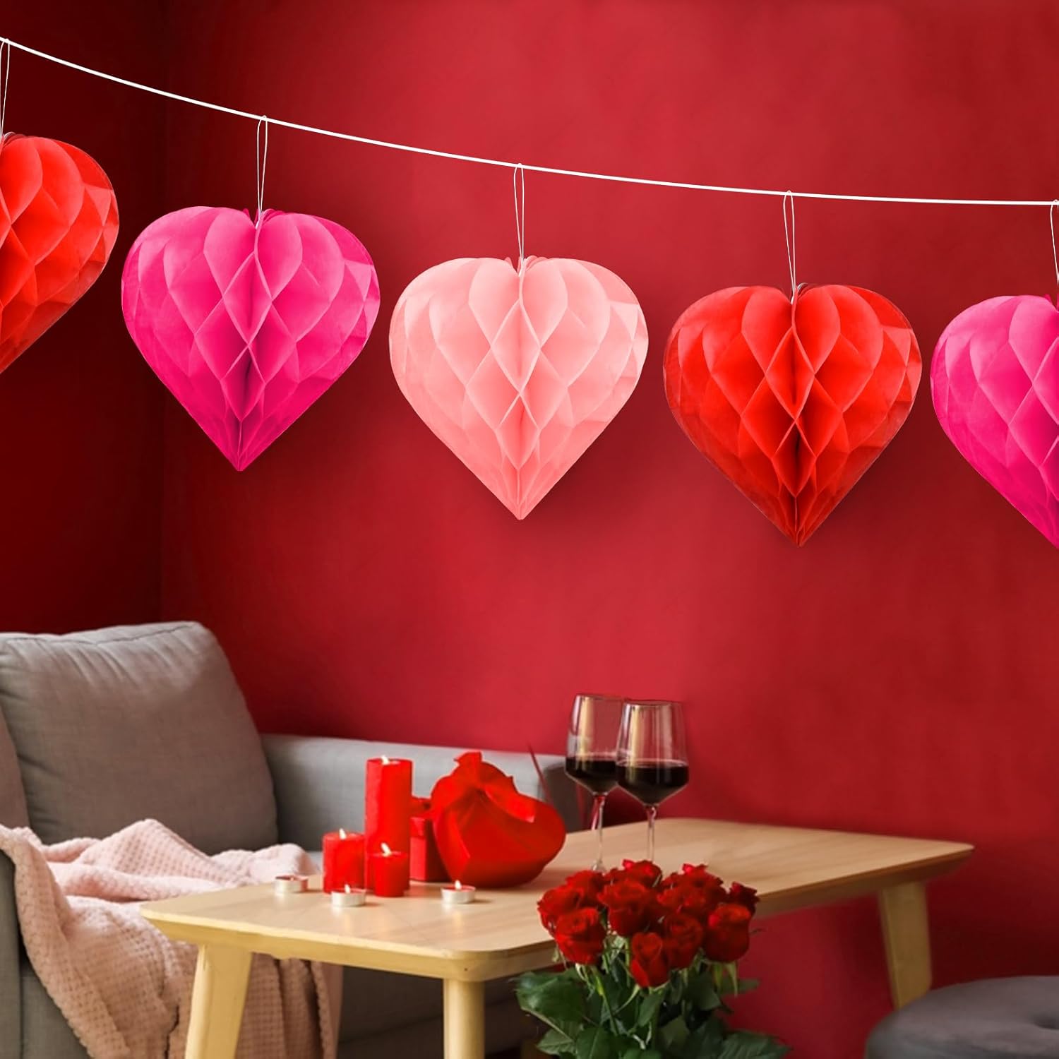 Valentines Day Tissue Pom Poms Decoration Set