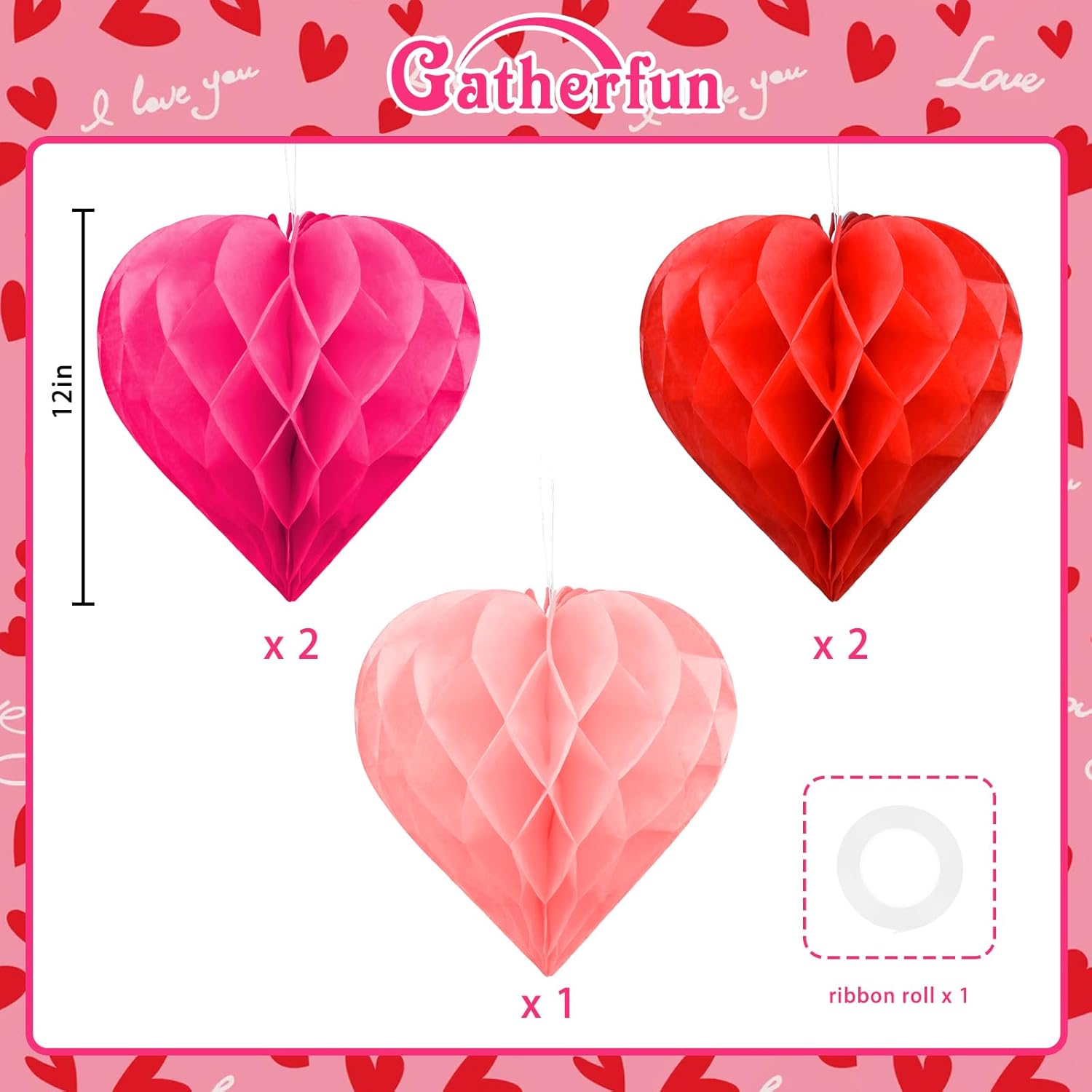 Valentines Day Tissue Pom Poms Decoration Set