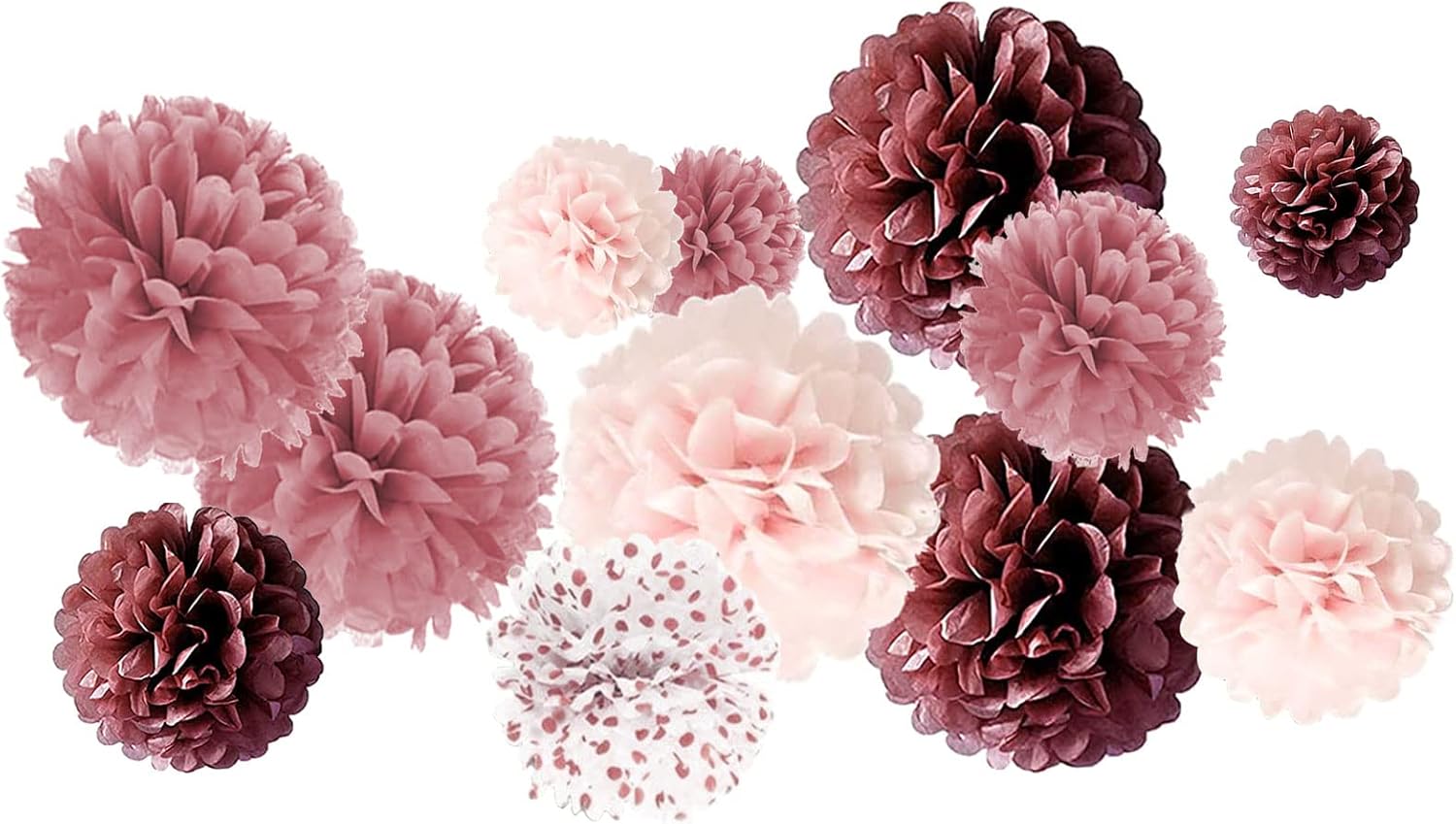 Rose Gold Gradient Tissue Pom Poms 12pcs Wedding Party Decor