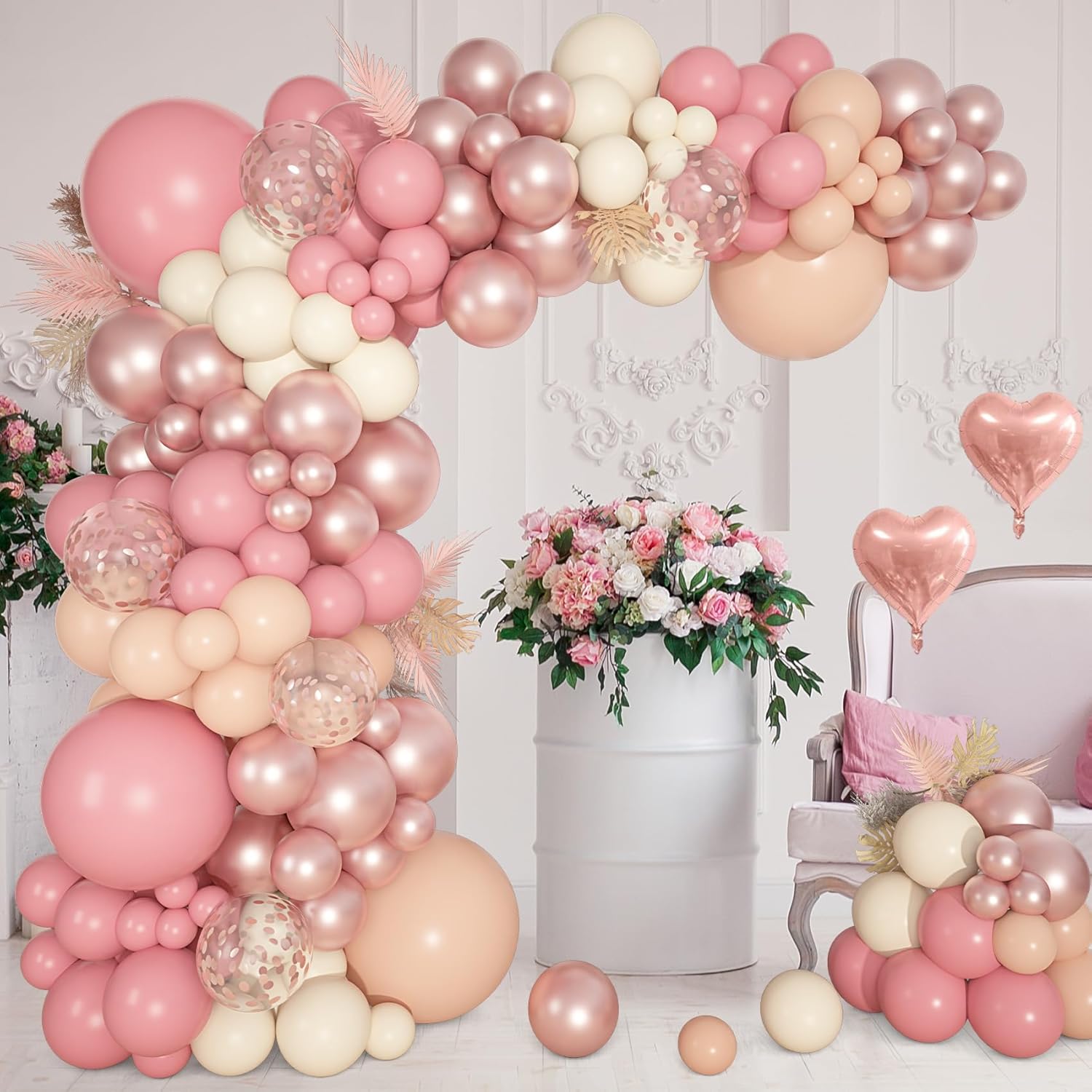 Ouddy Life Dusty Pink Balloon Arch Kit for Weddings and Parties