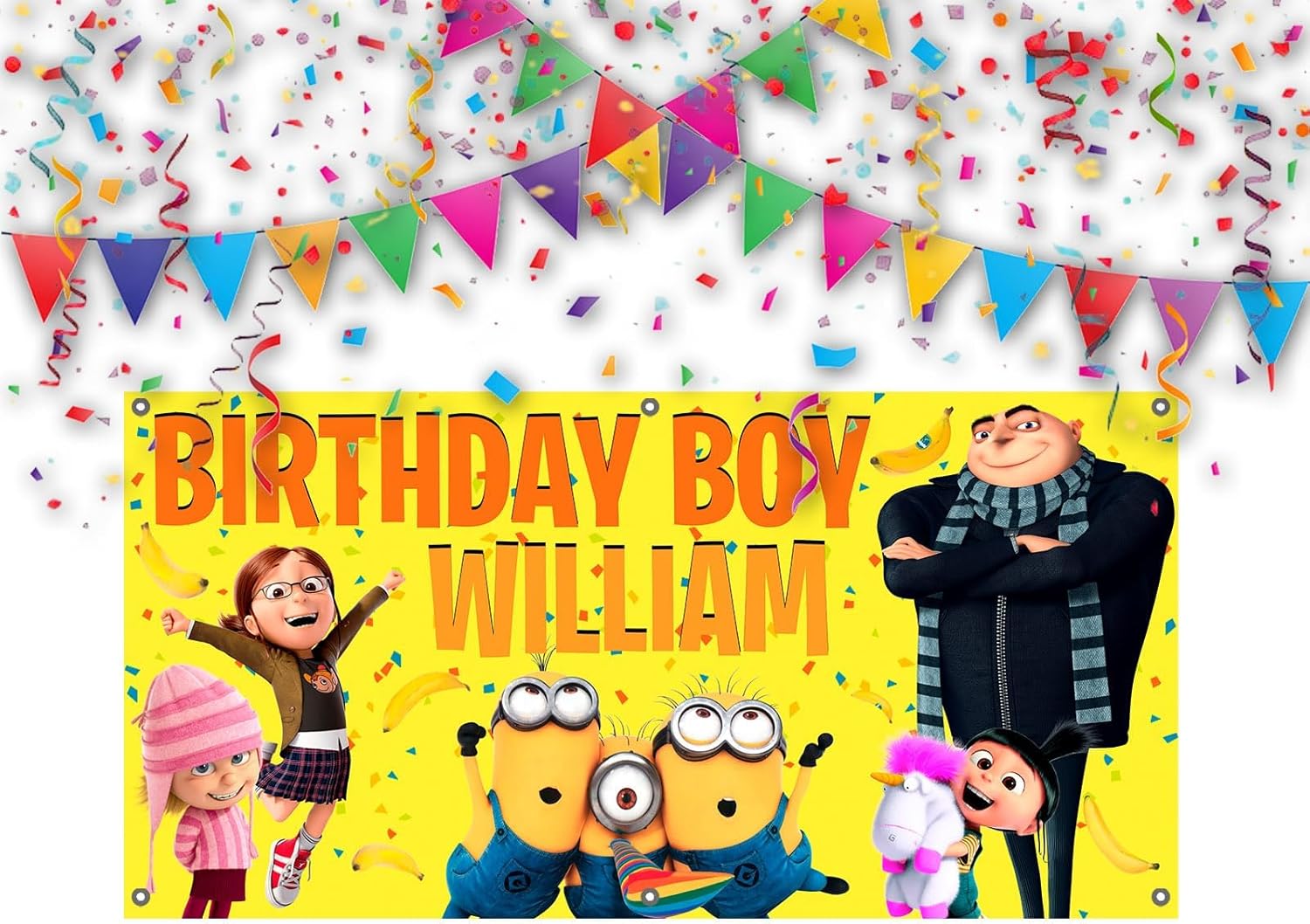 Personalized Birthday Banner Yellow Blue Fun Theme 24x48