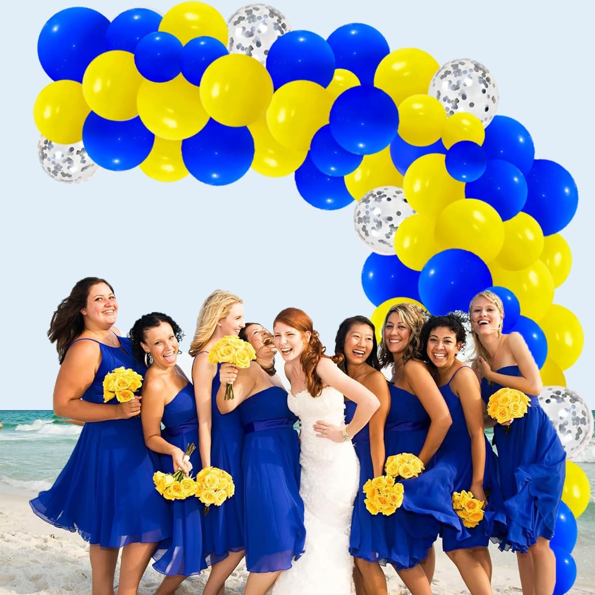 Royal Blue and Yellow Balloons Garland Arch 122PCS Decor Set