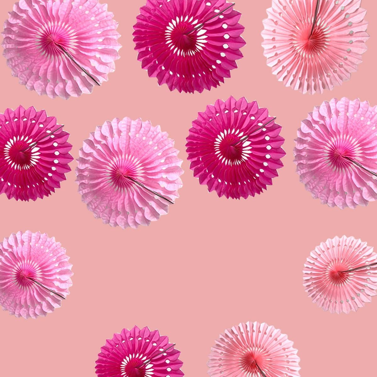 15pcs Pink Tissue Paper Fans Decor Set