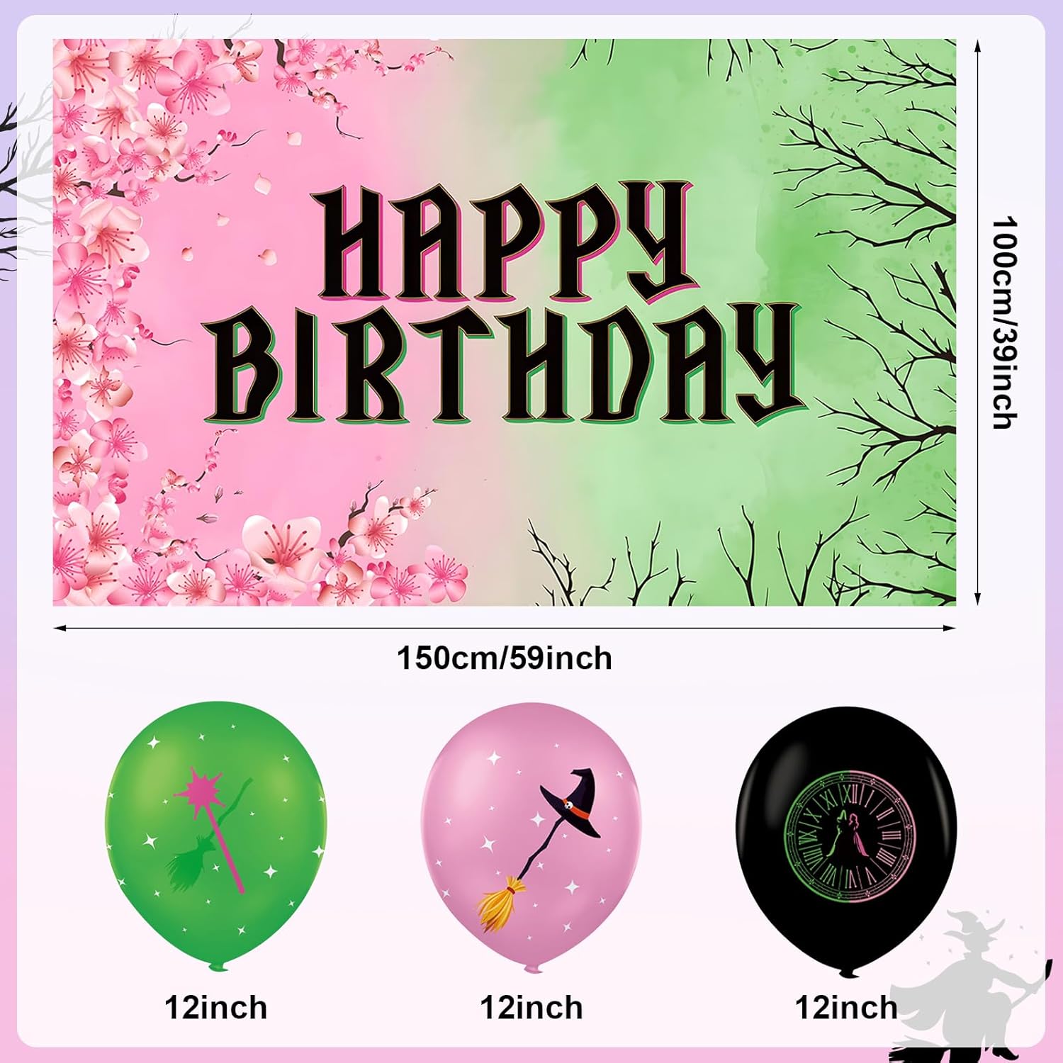Witch Party Decorations Banner Birthday Backdrop 5x33 FT