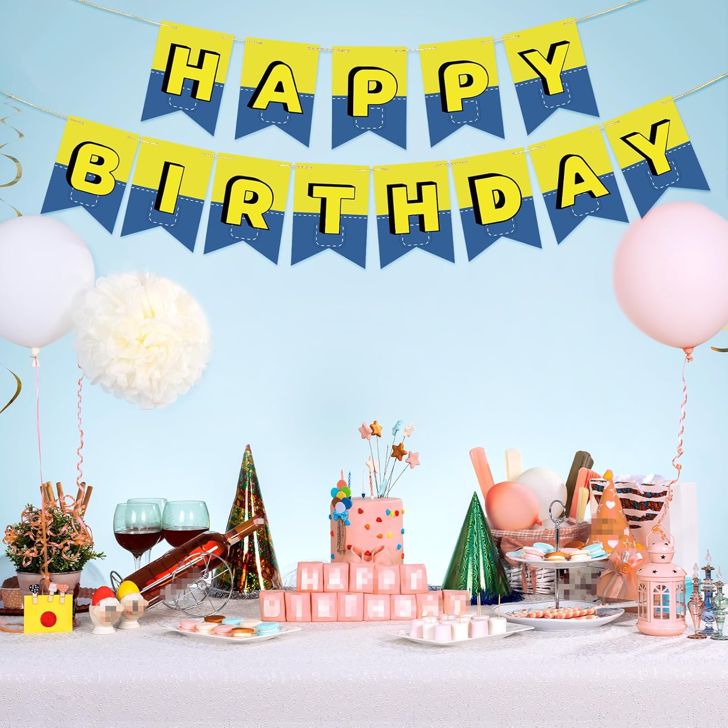 Cartoon Happy Birthday Banner with Fishtail Design