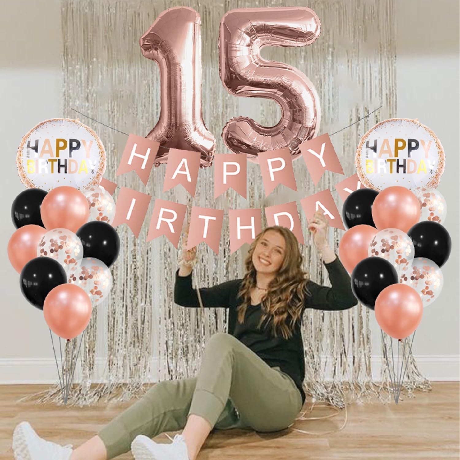 Rose Gold 59th Birthday Foil Balloons Decorations