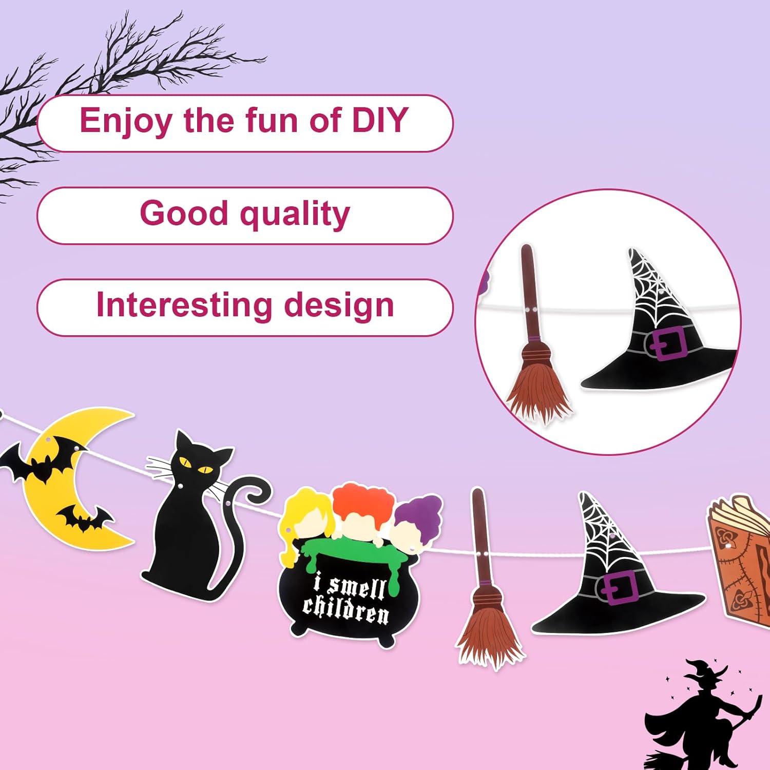 Witch Party Decorations Banner Birthday Backdrop 5x33 FT