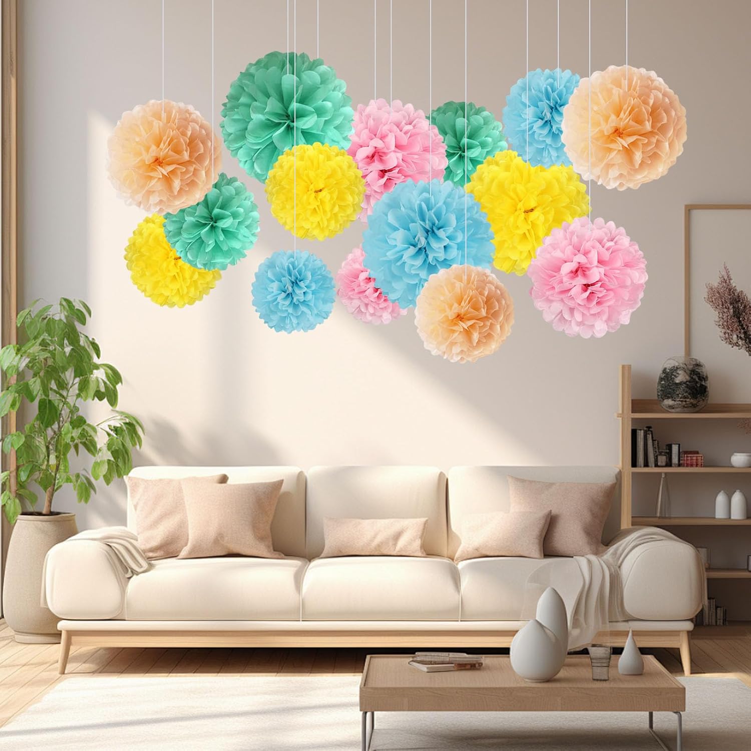 Zankubom 20 PCS Tissue Paper Pom Poms Decorations