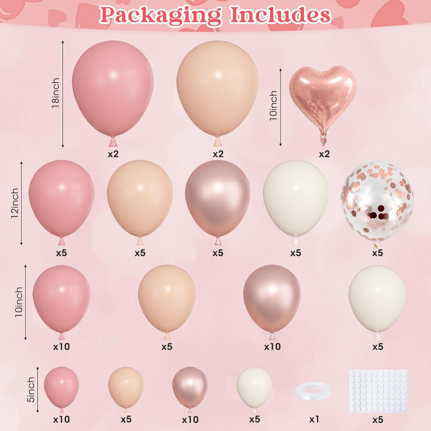 Ouddy Life Dusty Pink Balloon Arch Kit for Weddings and Parties