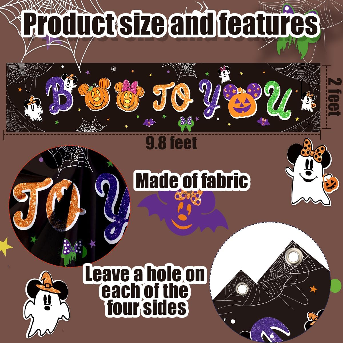 Mouse Theme Halloween Banner - Boo To You Yard Sign Decoration