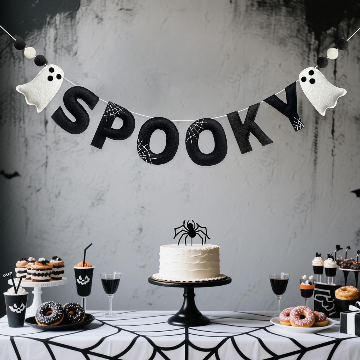Halloween Decor Pre-Strung Felt Spooky Banner Garland