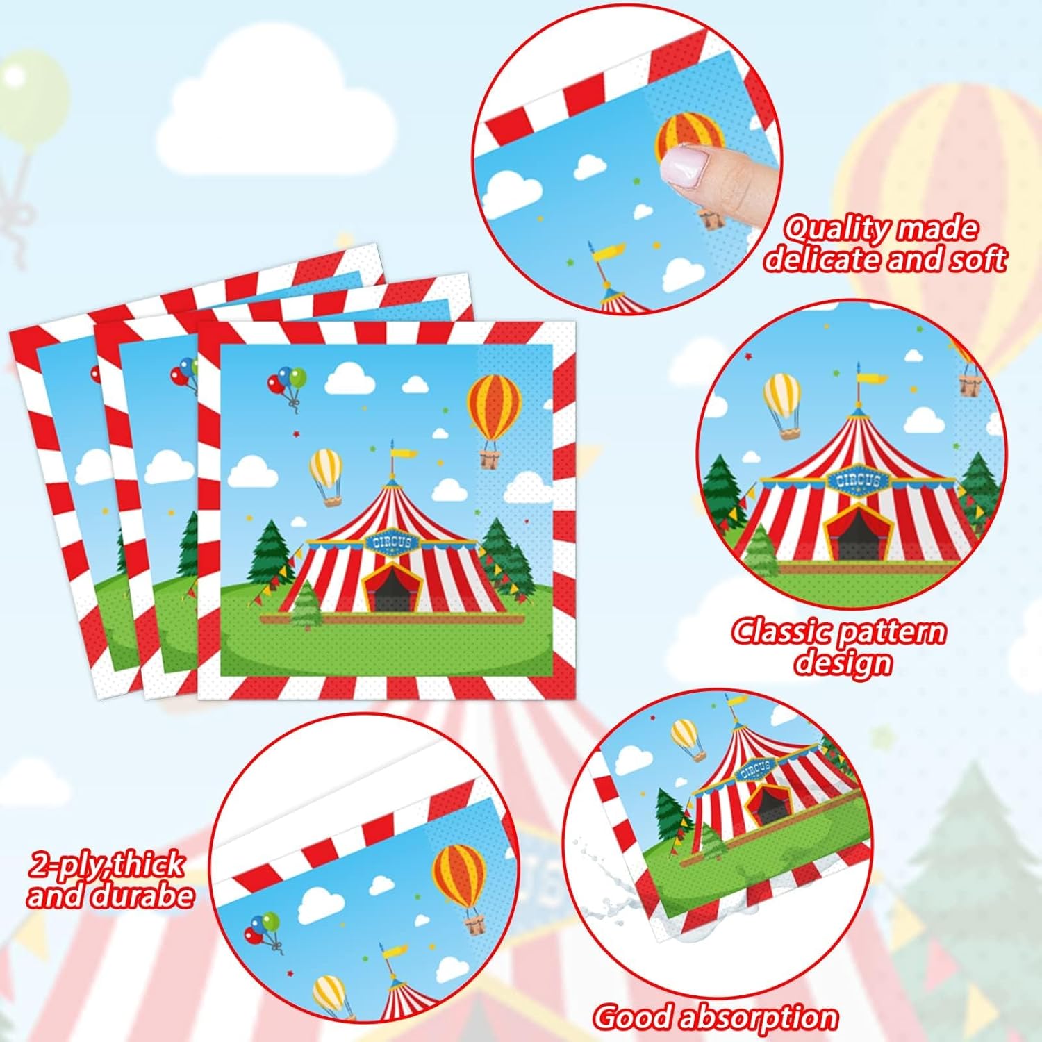 Circus Party Tableware Set 200pcs Serves 50