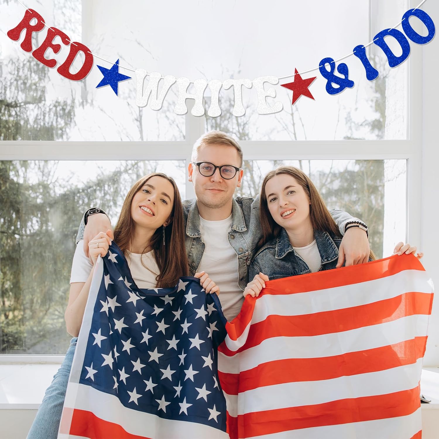 Red White I Do Patriotic Engagement Banner