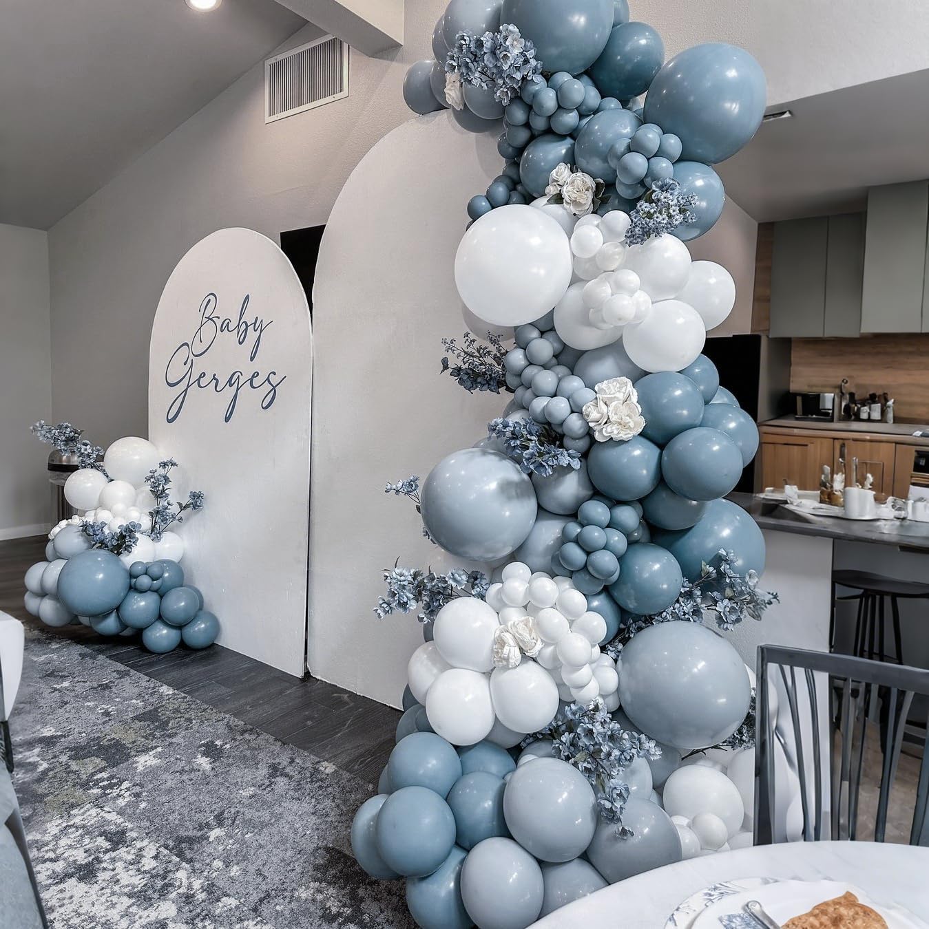 Dusty Blue Balloons Arch Kit with 134 pcs
