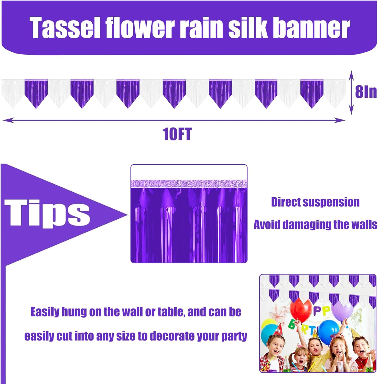 3P Banner Metallic Foil Wall Hanging Tinsel Decor