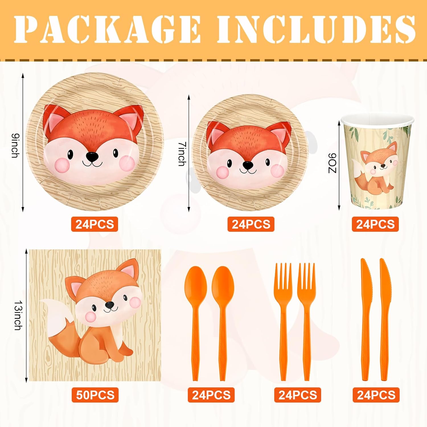 Outus 224 Pcs Fox Birthday Party Decorations