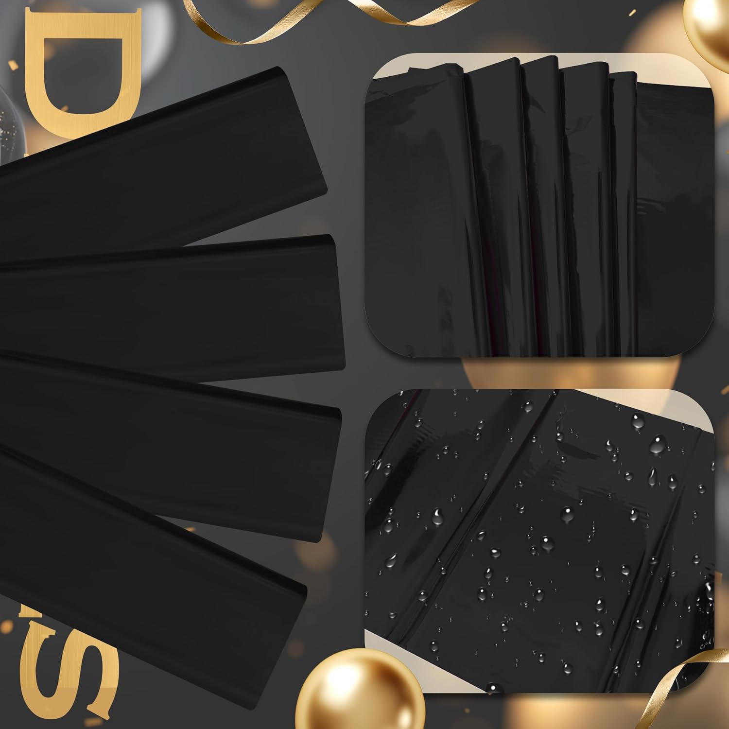 8pcs Black Foil Tablecloth 54x72inch Party Supplies