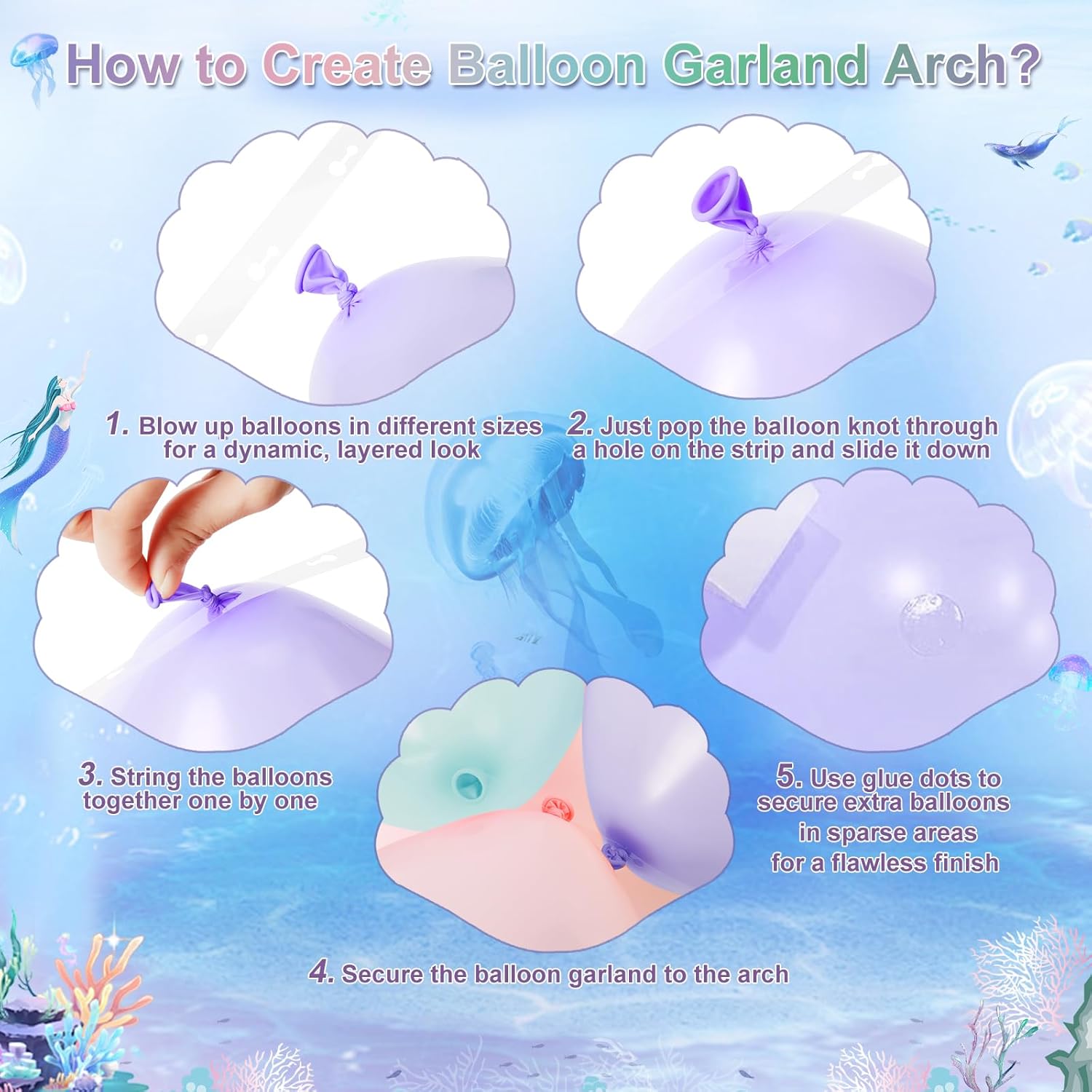 CROSSFINGERS Mermaid Balloon Garland Arch Kit