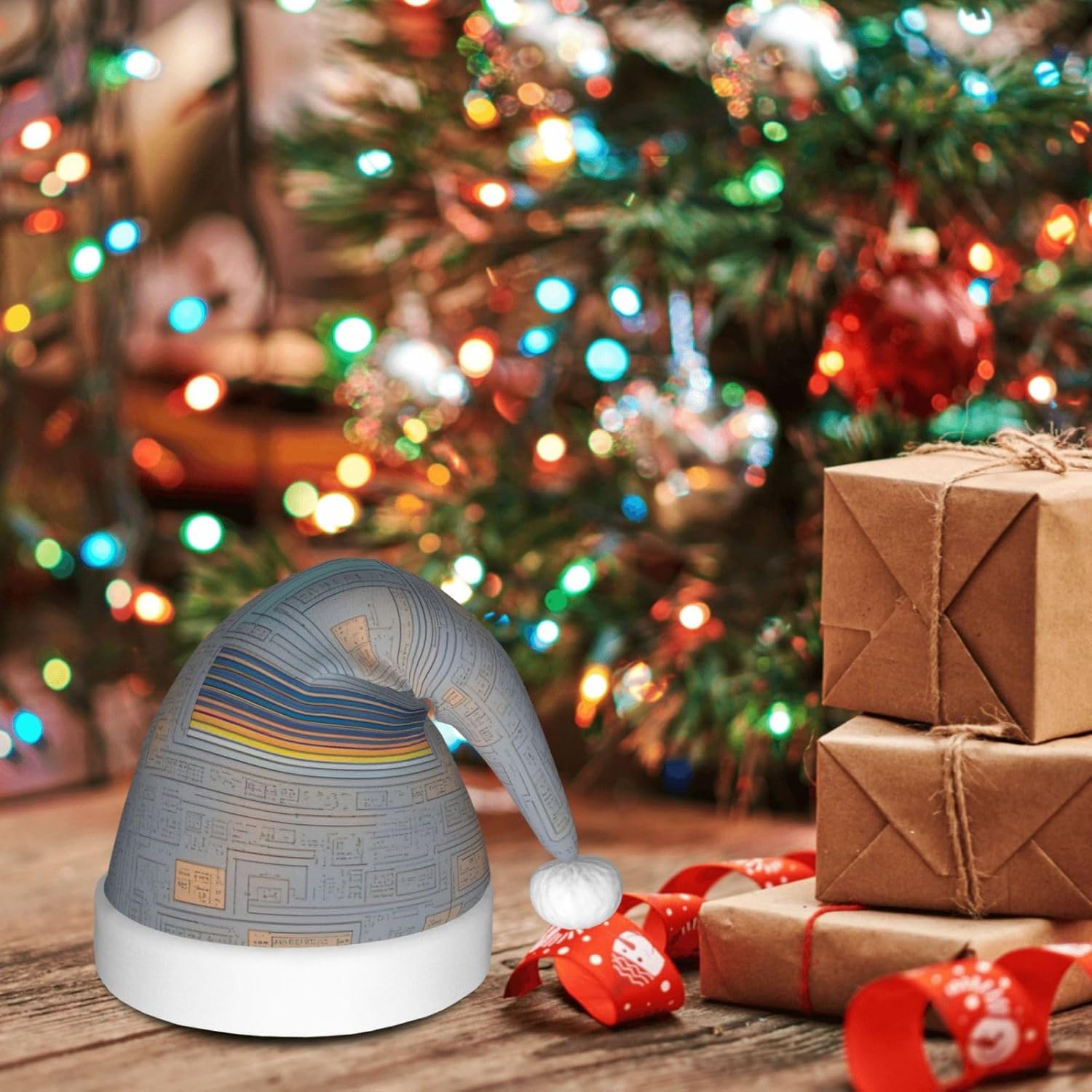 QINZHENG Personalized Santa Hat with Programming Code Print for Women and Adults