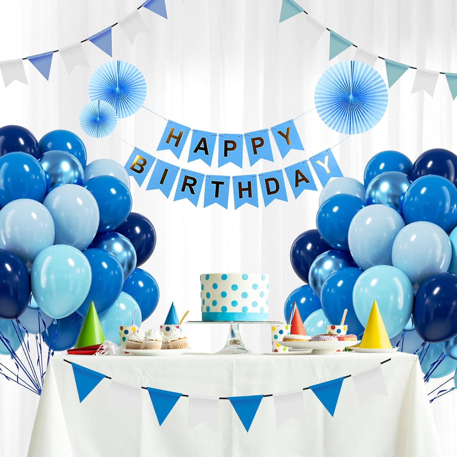 BAUANOOY 60pcs 12 Inch Blue Balloons Party Decorations Kit