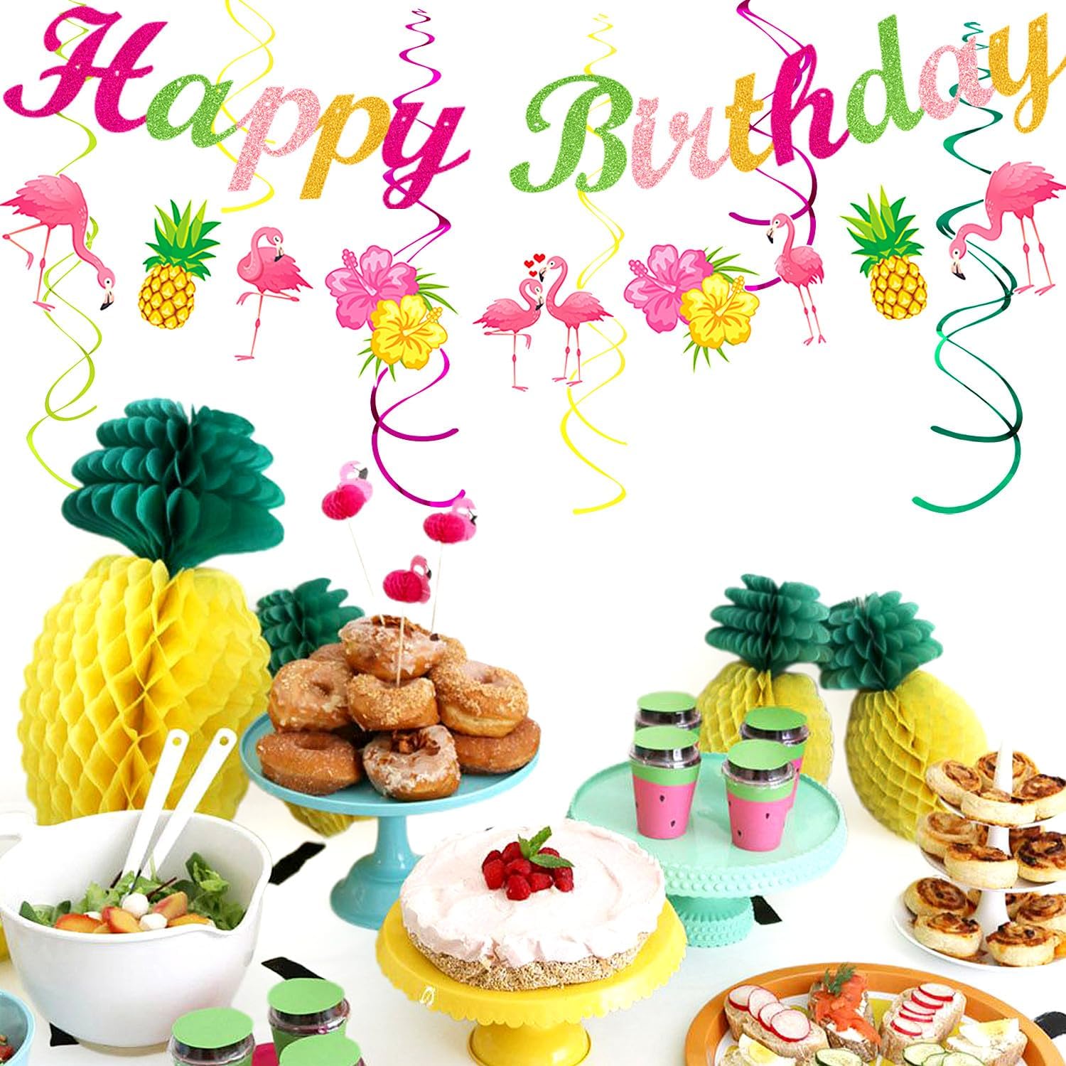 Hawaiian Luau Birthday Decorations 21pcs Set