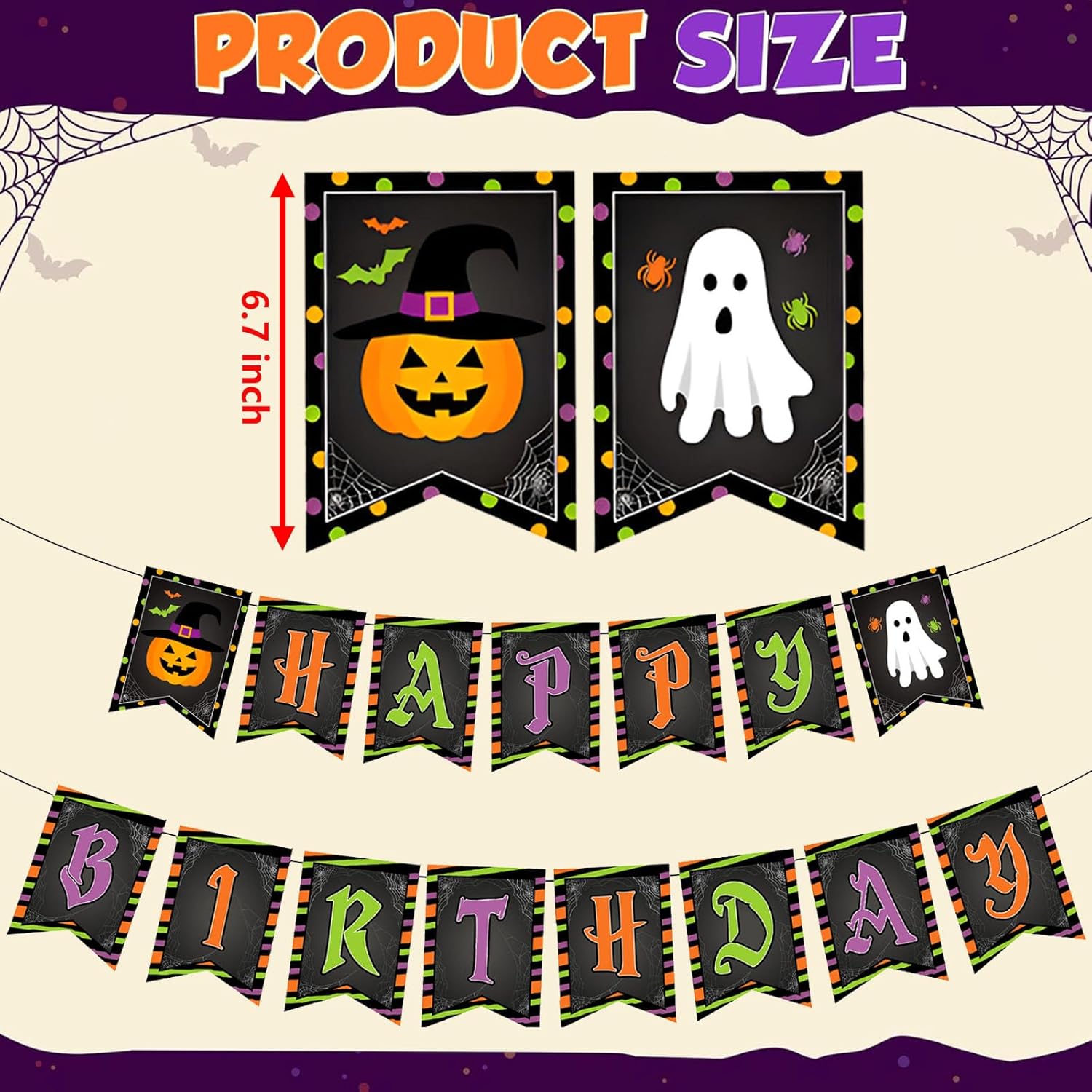 Halloween Birthday Banners with Pumpkin and Ghost Designs